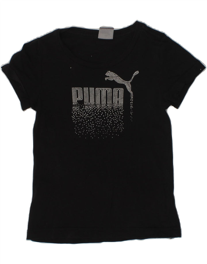 PUMA Girls Graphic T-Shirt Top 3-4 Years Black | Vintage Puma | Thrift | Second-Hand Puma | Used Clothing | Messina Hembry 