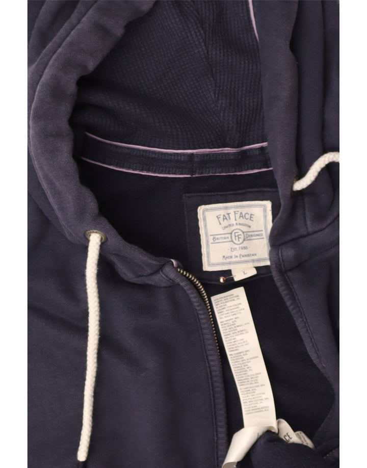 FAT FACE Mens Zip Hoodie Sweater Large Navy Blue Polyester