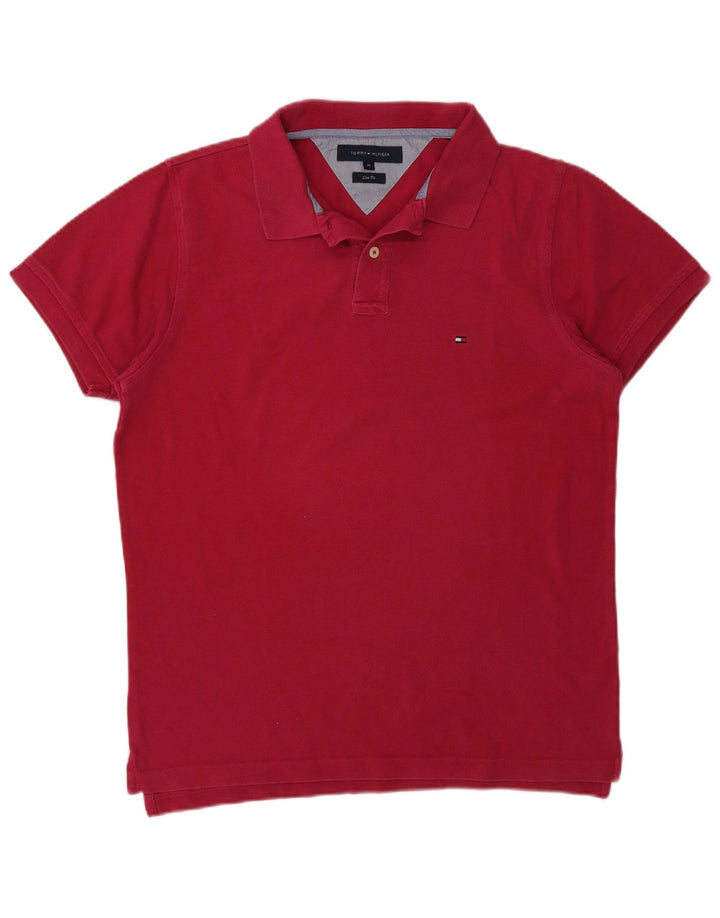 Tommy Hilfiger Herre Slim Fit Polo Shirt Medium Pink Bomuld