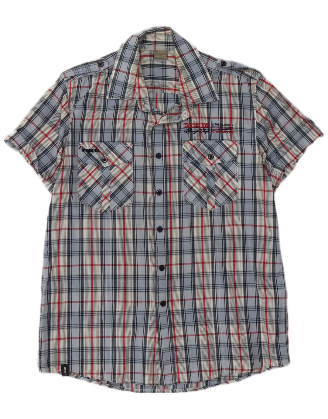 BRUGI Kortærmet Herreskjorte XL Blå Gingham Bomuld