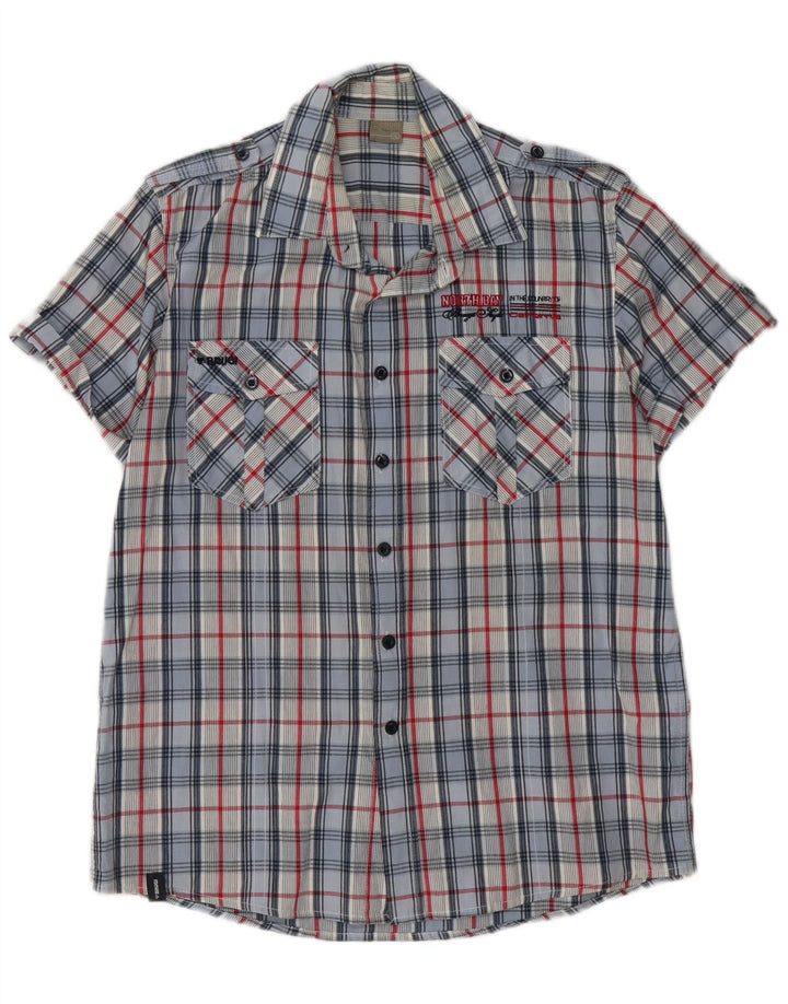BRUGI Kortærmet Herreskjorte XL Blå Gingham Bomuld