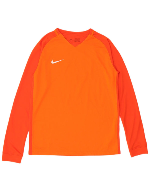 Nike Boys Dri Fit Top Langærmet 13-14 år XL Orange Colourblock