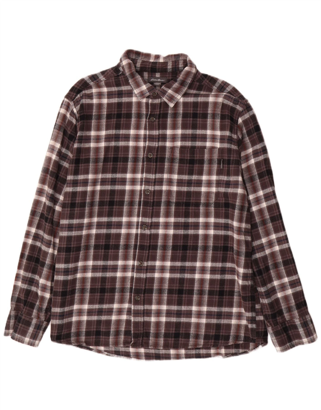 EDDIE BAUER Ternet flannelskjorte herre XL brun ternet bomuld