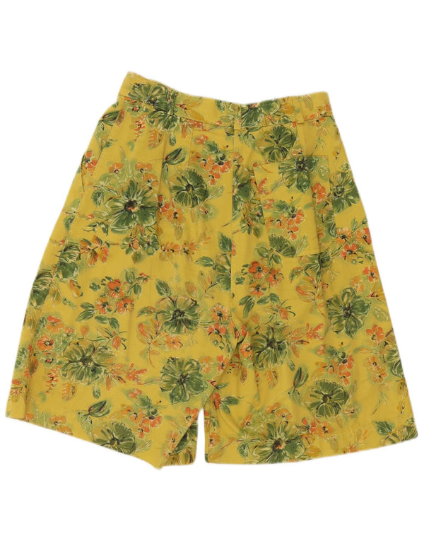 Newpenny Womens High Waist Chino Shorts IT 44 Medium W28 Yellow Floral