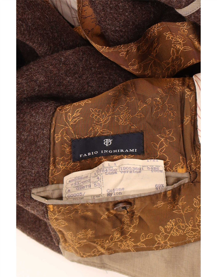 Fabio Inghirami Herre 2-knaps blazerjakke IT 54 2XL Brun Virgin Wool