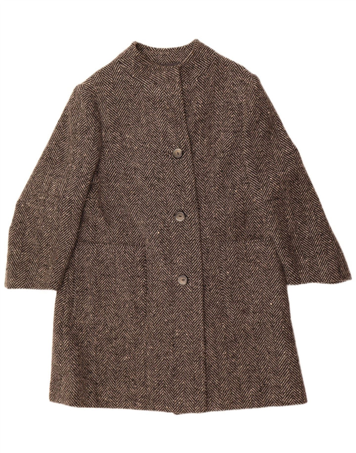 Vintage dameoverfrakke UK 14 Medium Grey Herringbone