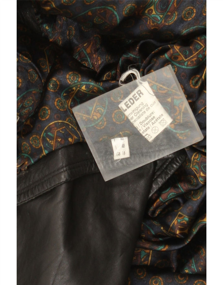 Vintage kvinders oversize læderjakke UK 18 XL sort læder