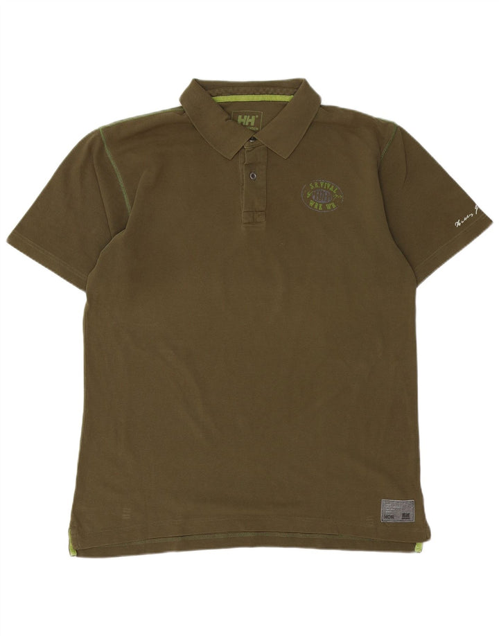HELLY HANSEN Grafisk poloshirt til mænd Stor Khaki Bomuld