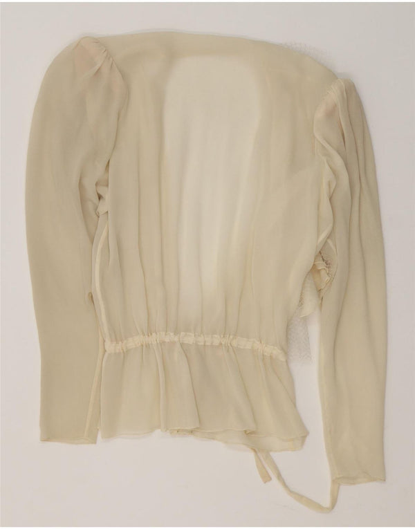 Vintage Dame Se Through Wrap Bluse Top UK 16 Large Off White