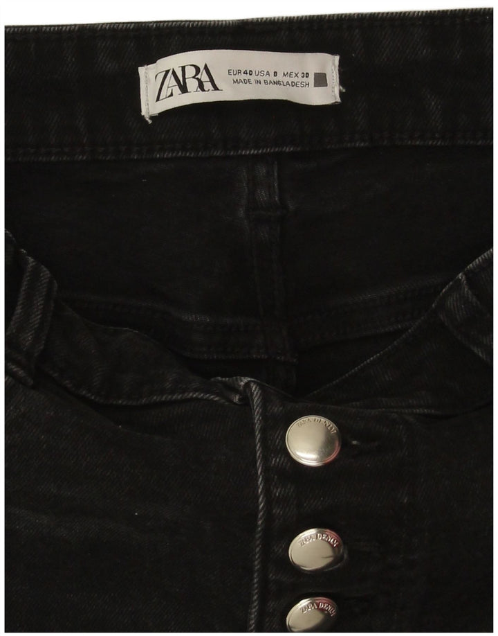 Zara Dame Bootcut Jeans EU 40 Medium W30 L26 Sort Bomuld