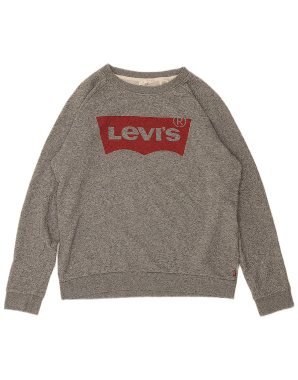 Levi's Grafisk Sweatshirt Jumper til kvinder UK 10 Lille grå flækket bomuld