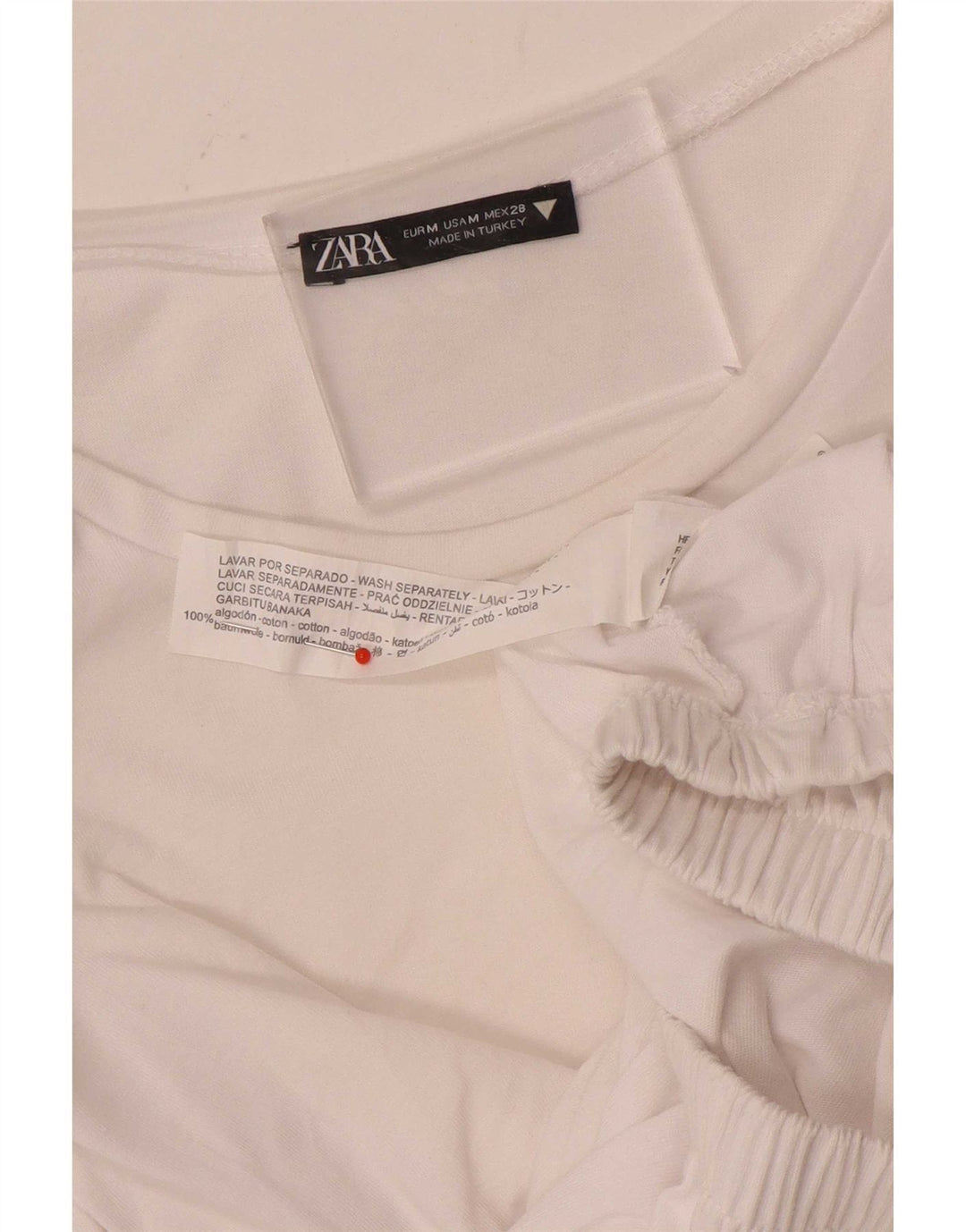 Zara Womens Crop Bluse Top UK 12 Medium White Bomuld