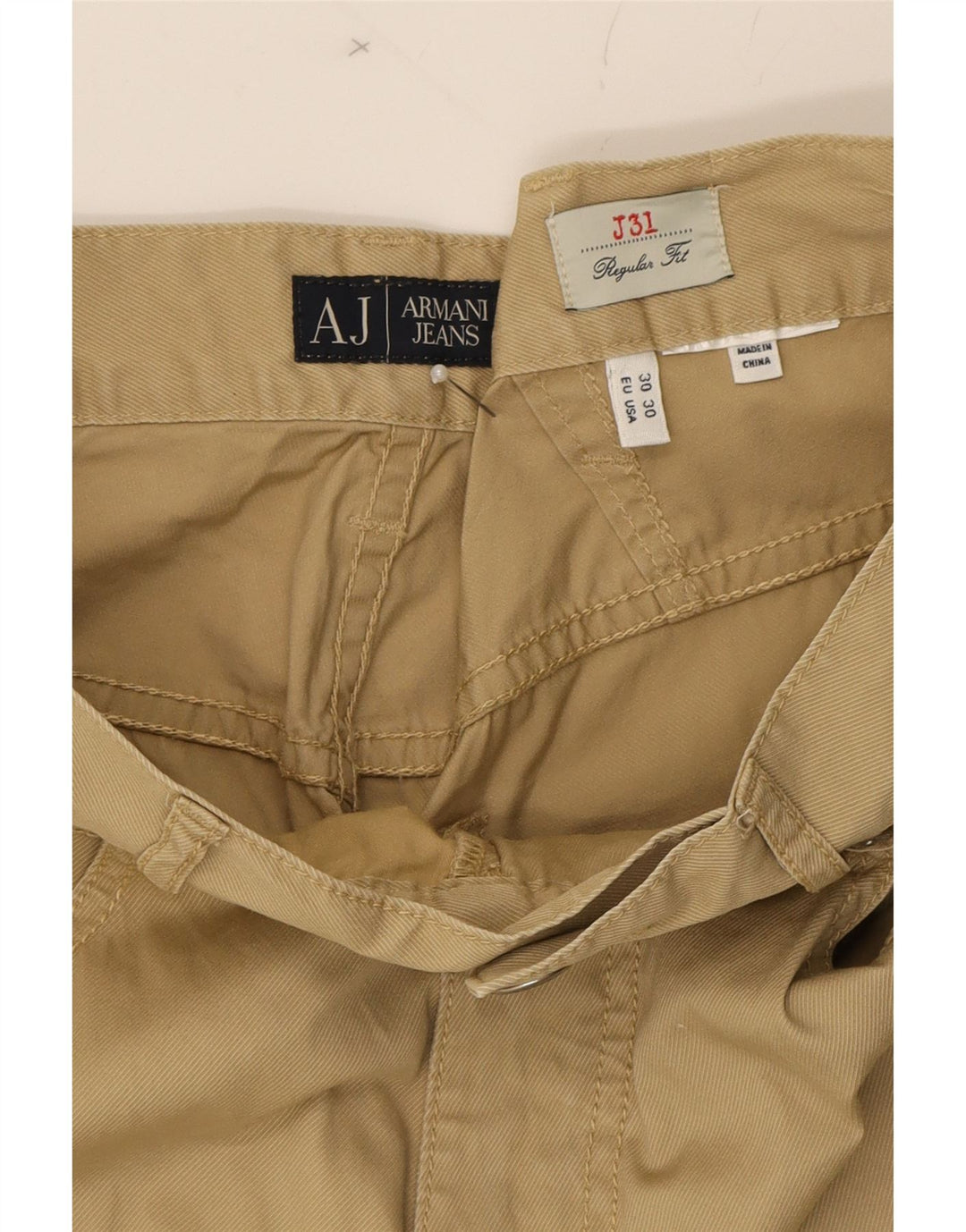 ARMANI Mens Straight Casual Trousers W30 L27 Beige Vintage Armani and Second-Hand Armani from Messina Hembry 