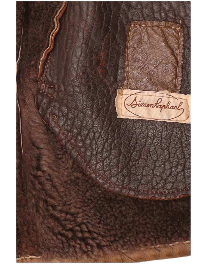 Vintage Herre Shearling Overfrakke UK 40 Large Brown