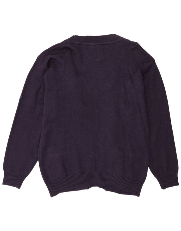 Vintage Herre Open Cardigan Sweater 3XL Lilla Akryl