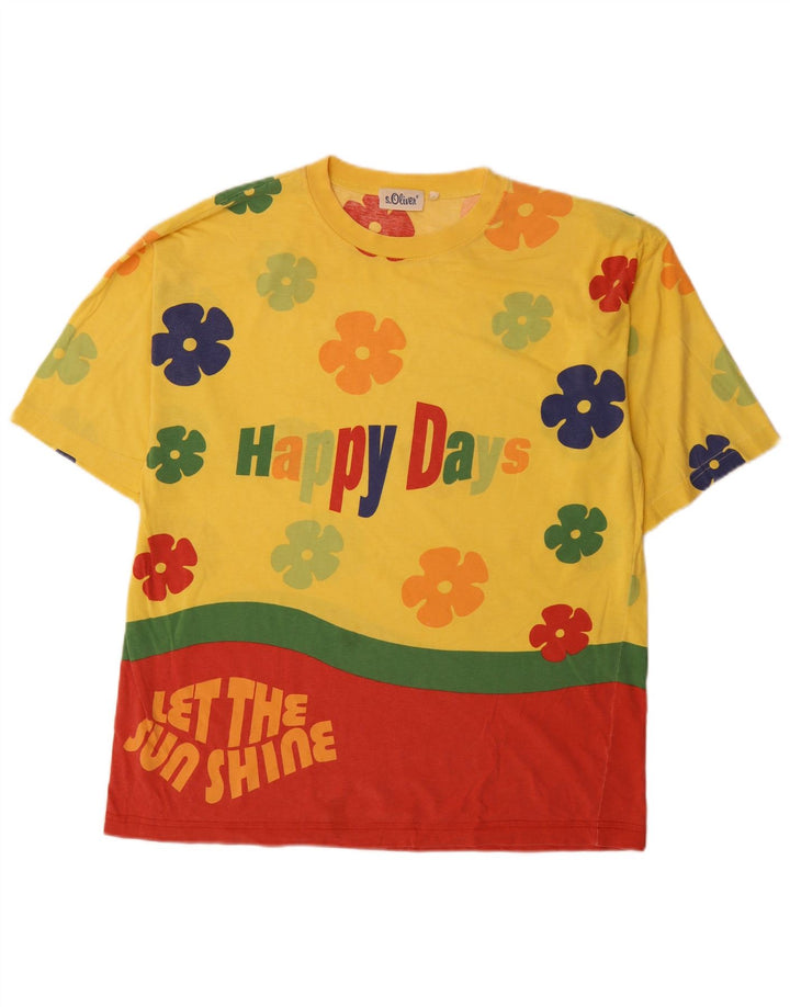 S.Oliver Herre Grafisk T-Shirt Top Stor Gul Colourblock