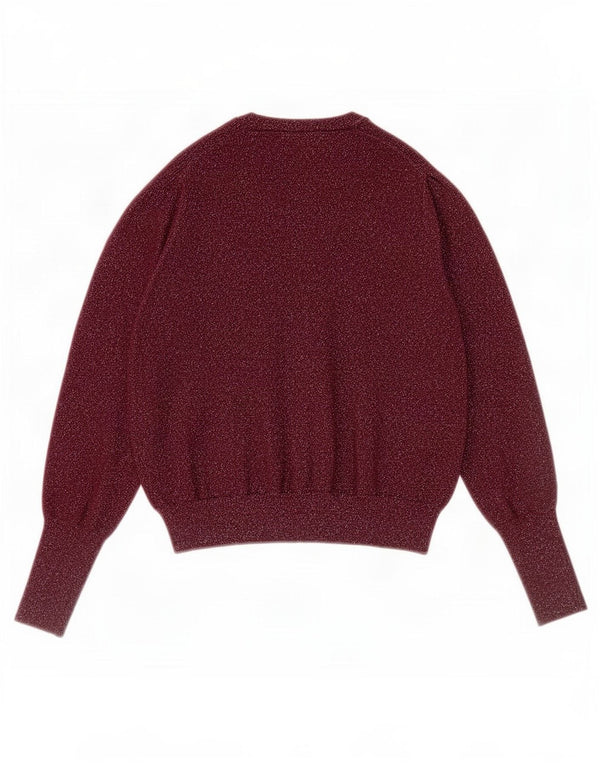 Marks & Spencer Dame Crop Cardigan Sweater UK 14 Medium Burgundy Flecked