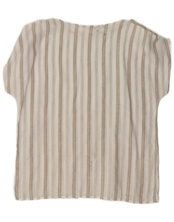 Halvfjerds damebluse Top IT 46 Stor hvid stribet linned