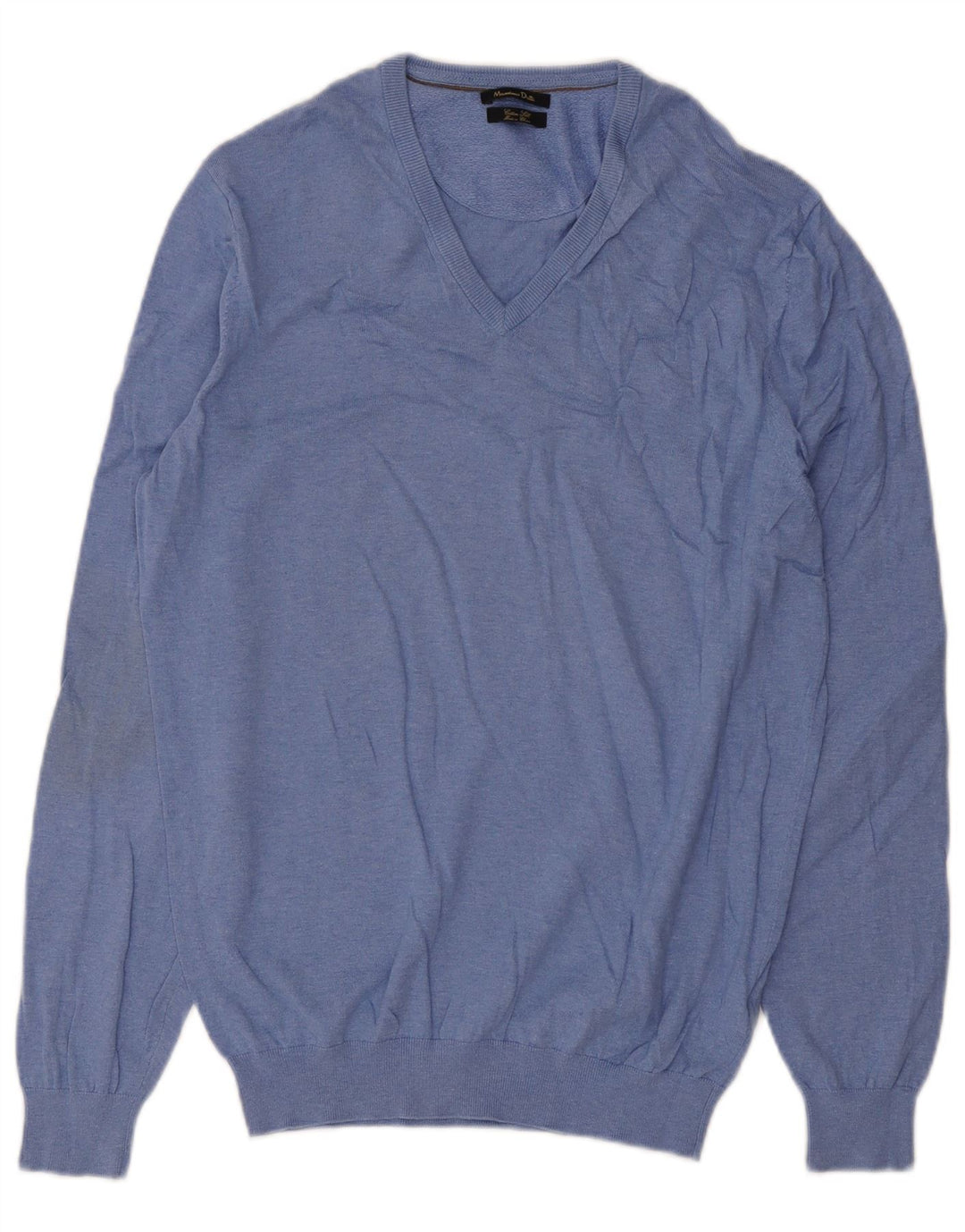 Massimo Dutti Herre V-hals sweater Medium Blå Bomuld