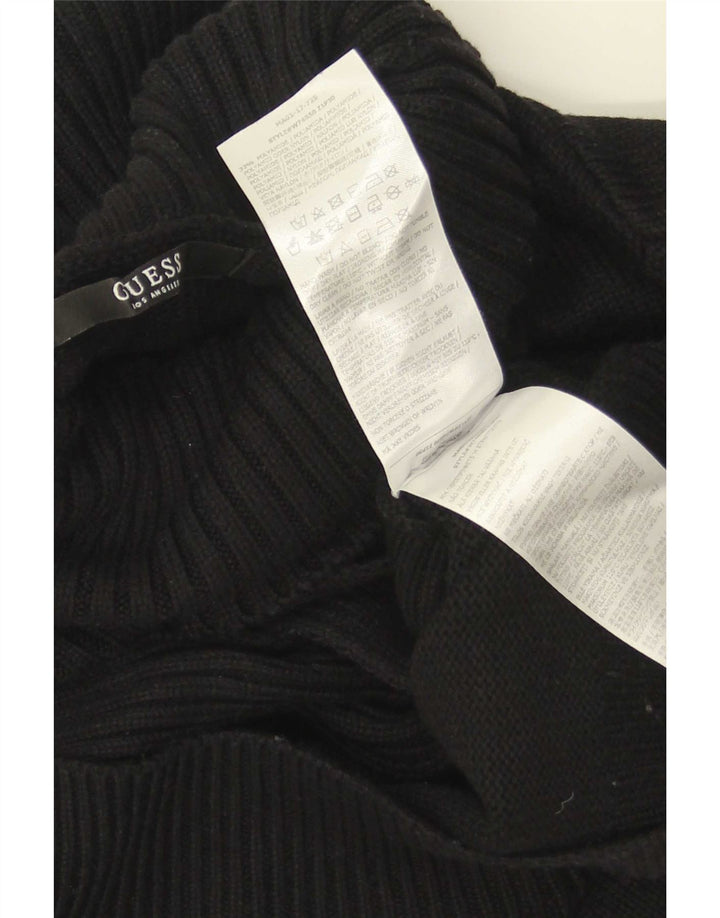 Guess Womens Crop Roll Neck Jumper Sweater UK 14 Medium Black Bomuld
