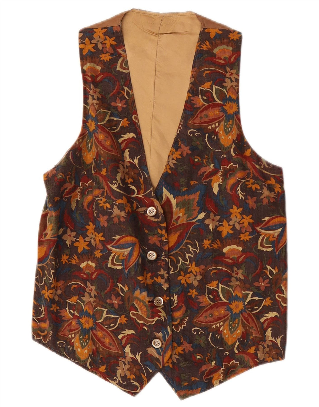 Vintage vest til mænd XS Brown Floral