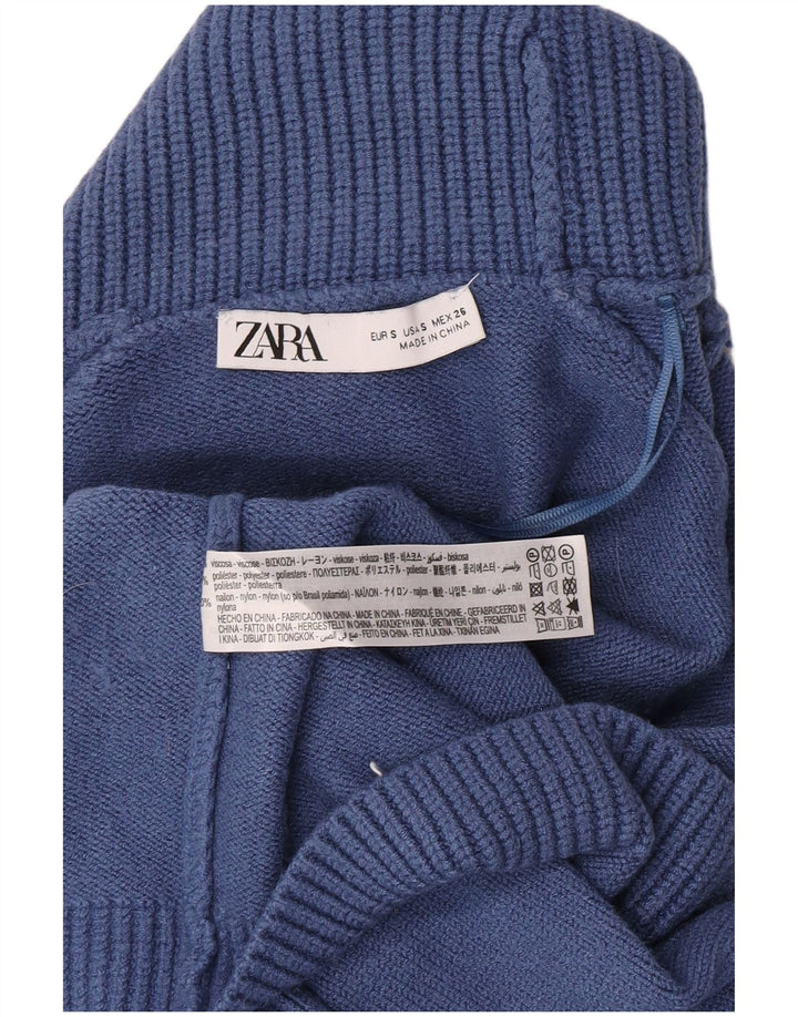 Zara Dame Oversized Crop Roll Neck Jumper Sweater UK 10 Small Blue
