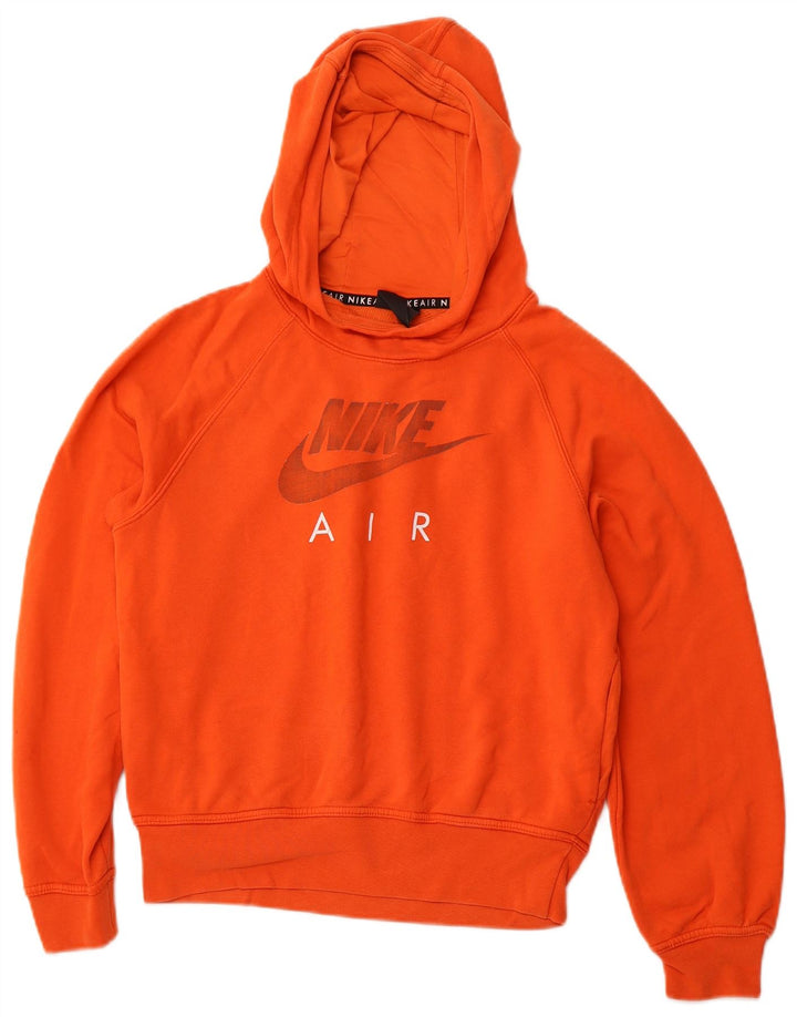NIKE Graphic Loose Fit Hoodie Jumper UK 10 Small Orange Colourblock