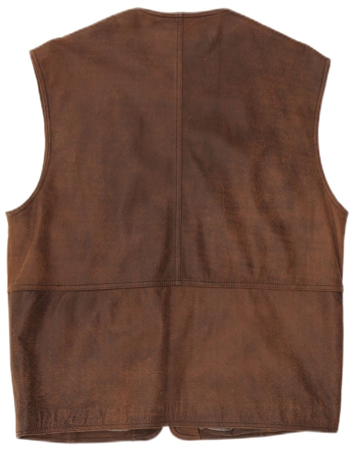 Itallo Herre Læder Gilet IT 50 Stor Brun