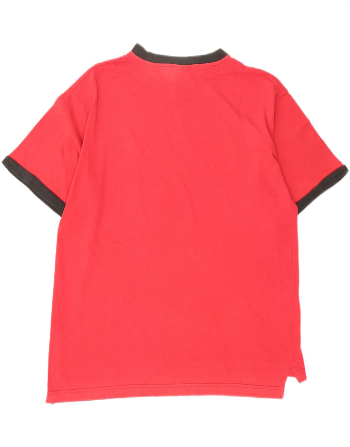 ASICS Mens T-Shirt Top Large Red Colourblock Cotton