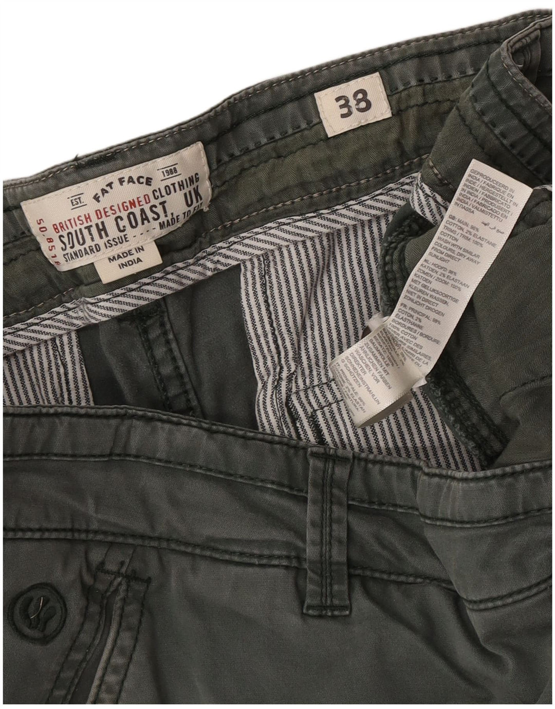 Fat Face Herre Regular Cargo Shorts W38 XL Grøn Bomuld