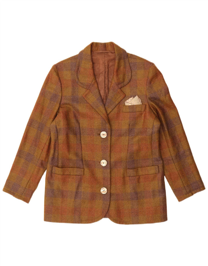 Vintage dame 3-knaps blazerjakke UK 14 Medium Beige Check