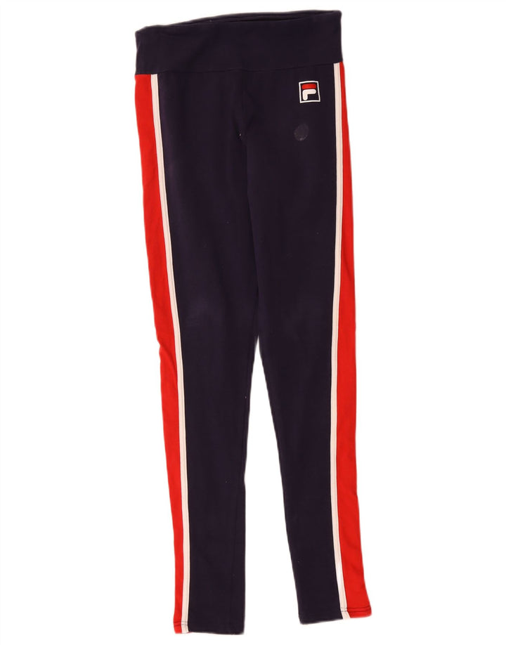 Fila Womens Leggings UK 10 Small Navy Blue Colourblock