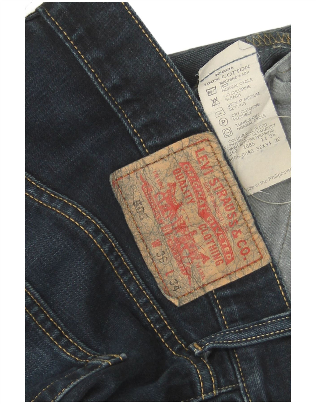 Levi's Herre 506 Straight Jeans W36 L29 Marineblå Bomuld