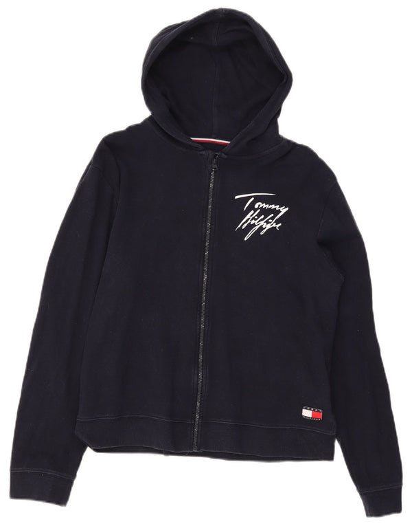 Tommy Hilfiger drenge grafisk hættetrøje med lynlås 12-13 år marineblå bomuld