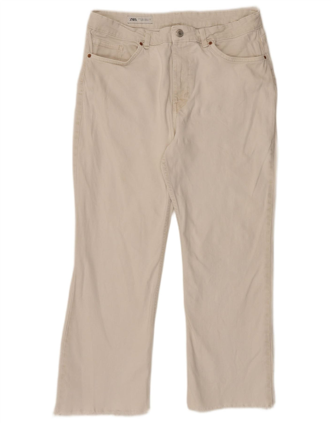 Zara Dame Straight Jeans EU 46 2XL W36 L26 Hvid