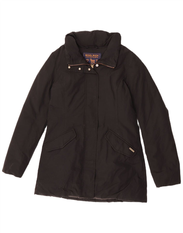 Woolrich Womens Polstret Frakke UK 10 Small Black Bomuld