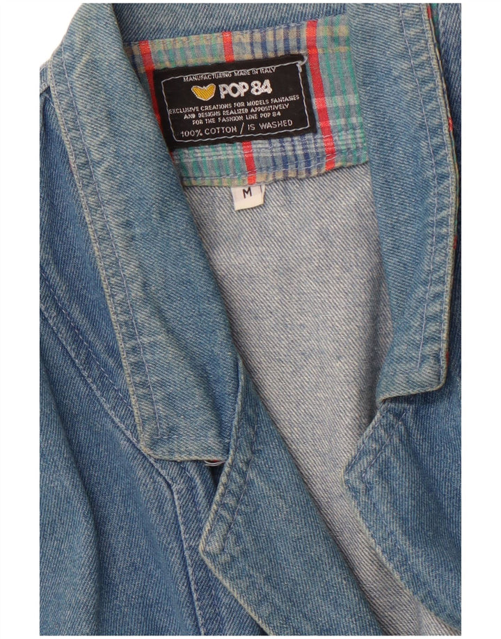 POP 84 Herre 2 knap Denim Blazer Jacket UK 38 Medium Blue Bomuld