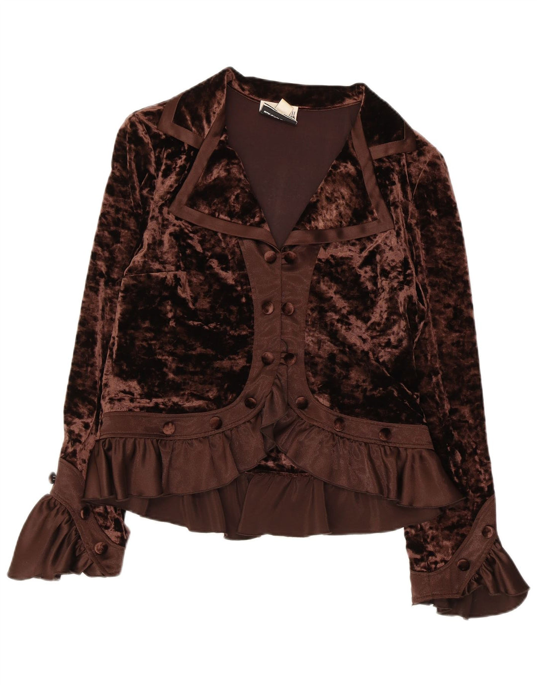 JOSEPH RIBKOFF Dame Velour Skjorte Bluse UK 16 Stor Brun Polyester
