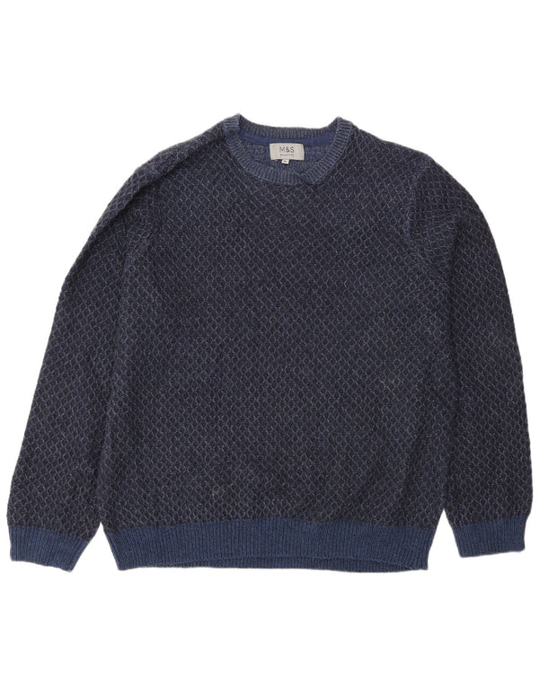 Marks & Spencer herre sweater med rund hals XL marineblå geometrisk