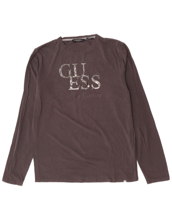Guess By Marciano Herre Slim Fit Grafisk Top Langærmet Stor Grå Bomuld