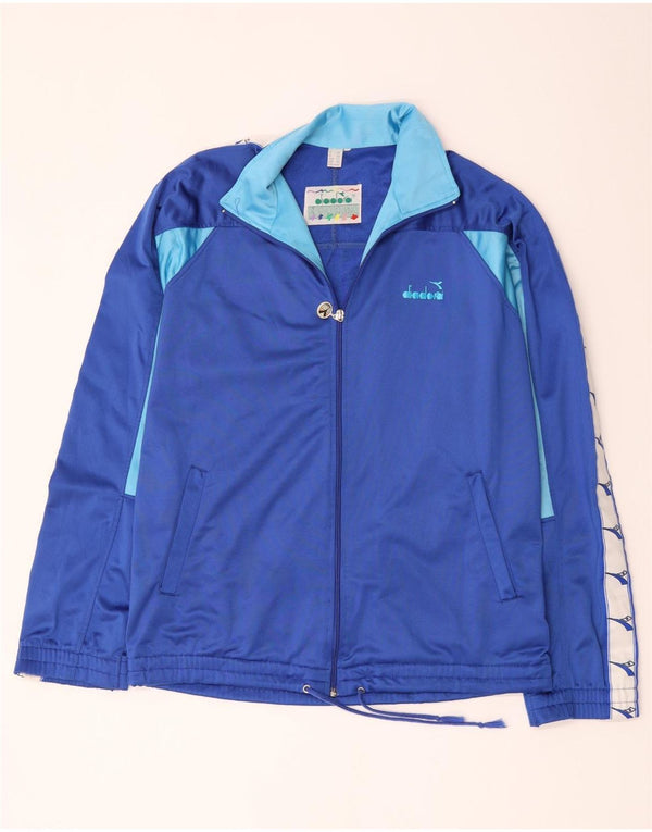 Diadora Herre grafisk træningsdragt Topjakke UK 44 XL Blå Colourblock