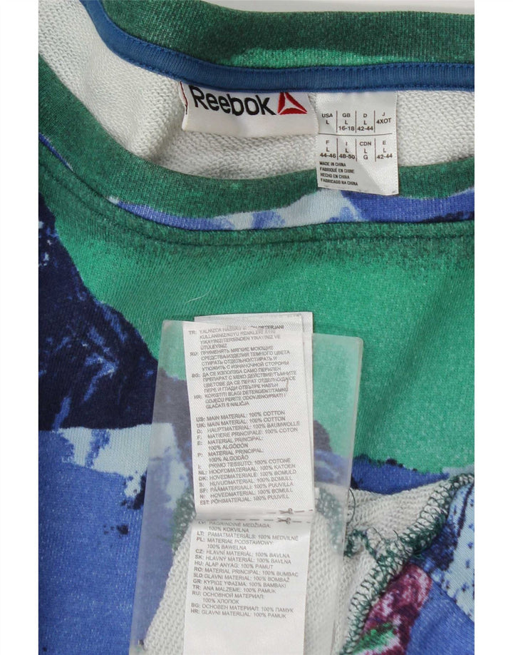 Reebok Dame Grafisk Sweatshirt Jumper UK 16/18 Stor Flerfarvet
