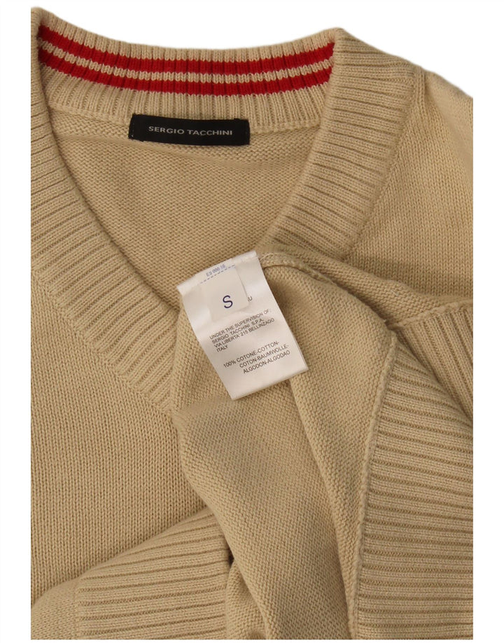 Sergio Tacchini Herre V-hals sweater lille beige bomuld