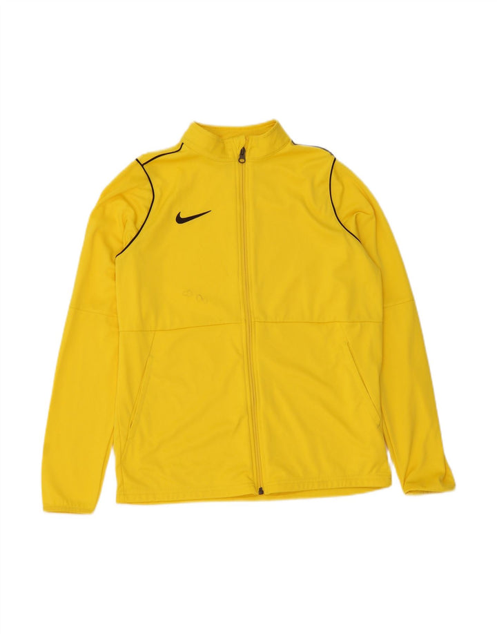 NIKE Boys Dri Fit Tracksuit Top Jacket 13-14 Years XL Yellow Polyester