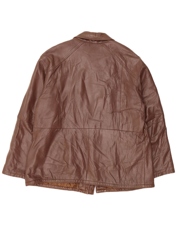 VINTAGE Herre Læderjakke IT 56 3XL Brun