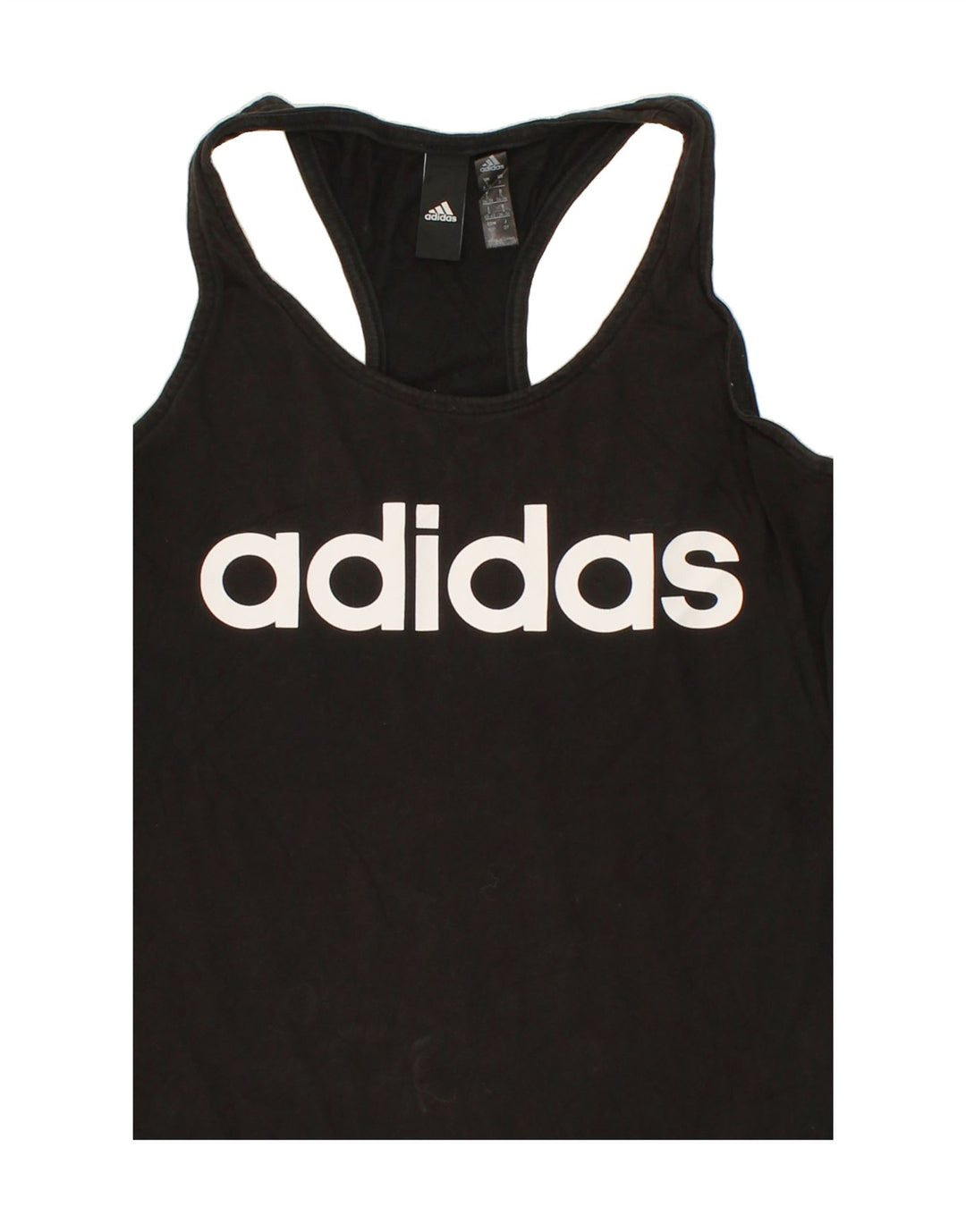 ADIDAS Womens Graphic Vest Top UK 8/10 Small Black Vintage Adidas and Second-Hand Adidas from Messina Hembry 