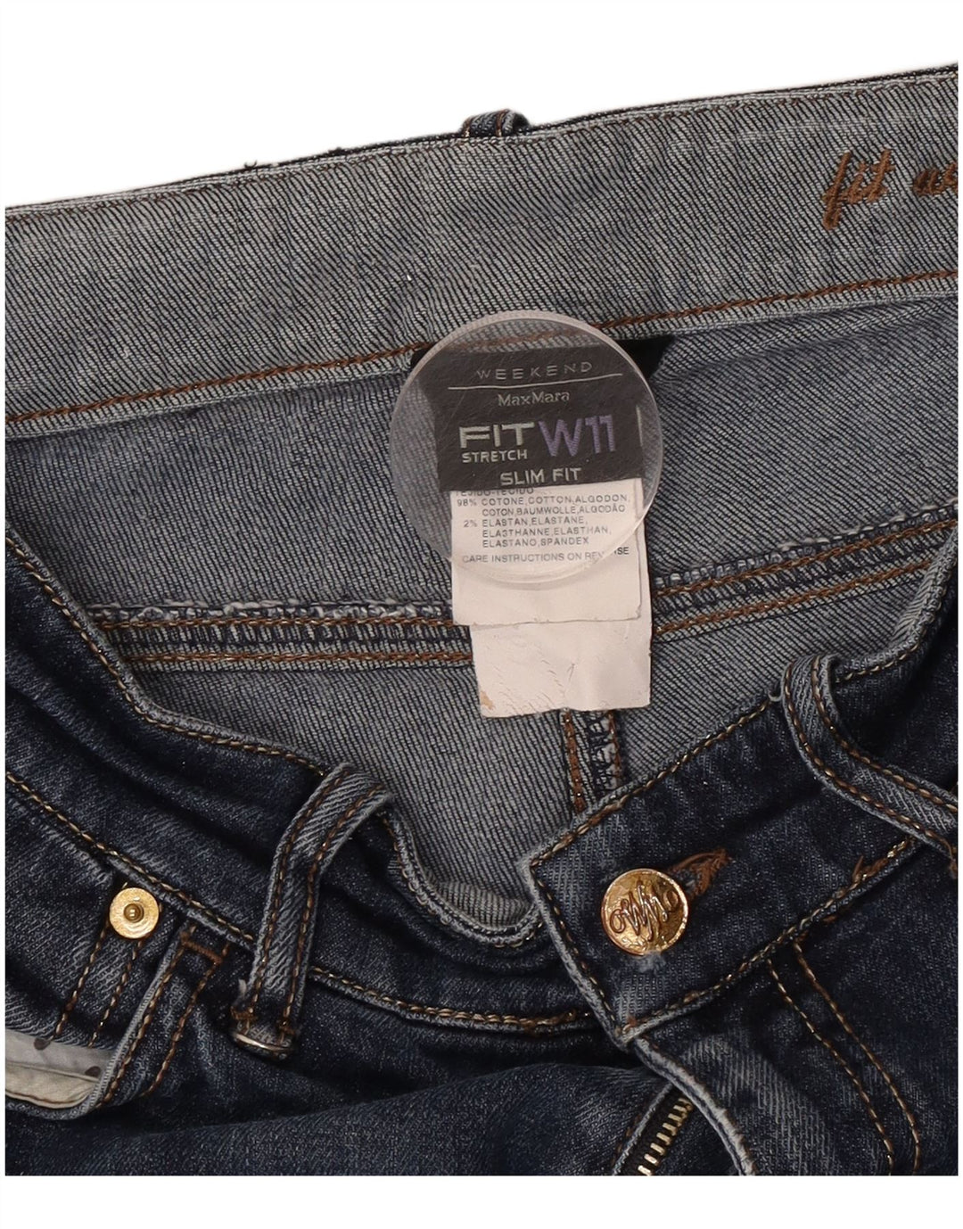 Max Mara Dame Weekend Slim Jeans W28 L26 Marineblå Bomuld