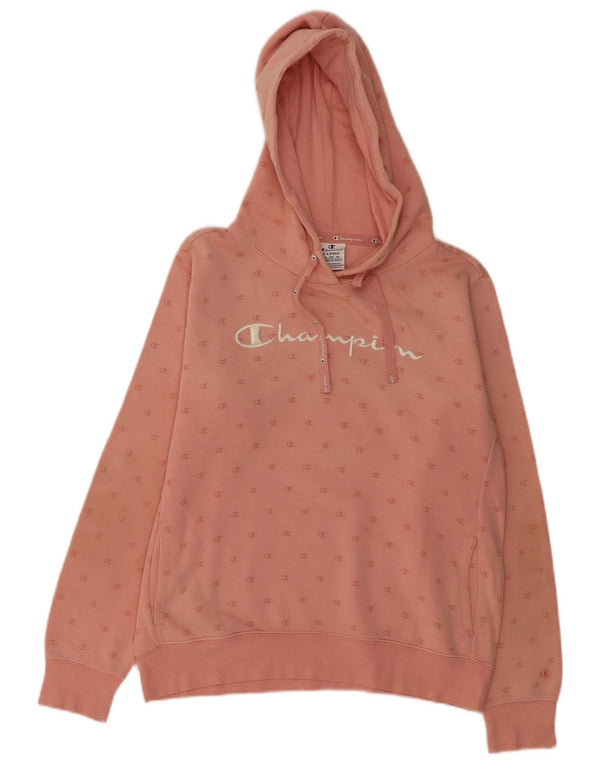 Champion Dame Grafisk Hoodie Jumper UK 18 XL Pink Bomuld