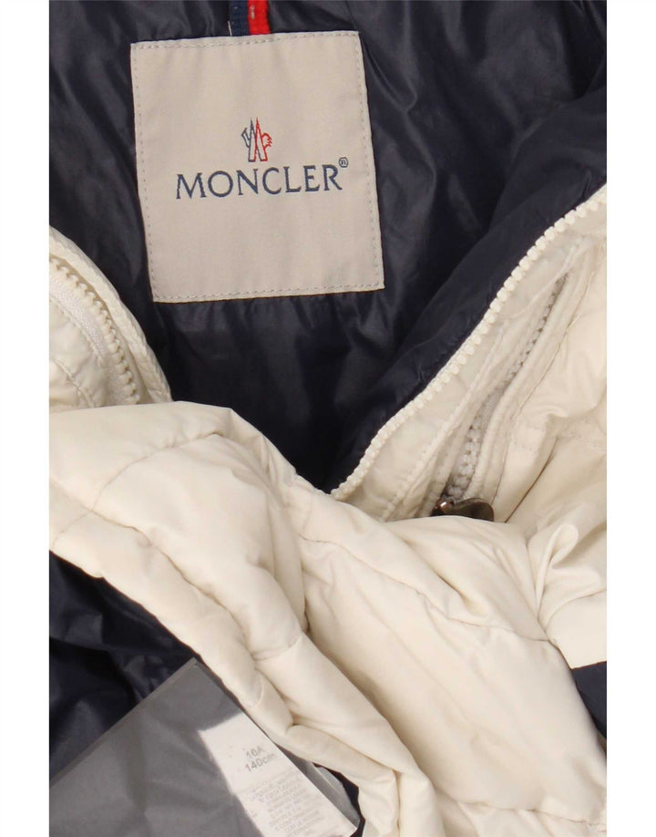 Moncler Piger Grafisk Polstret Jakke 9-10 År Hvid Colourblock Polyamid