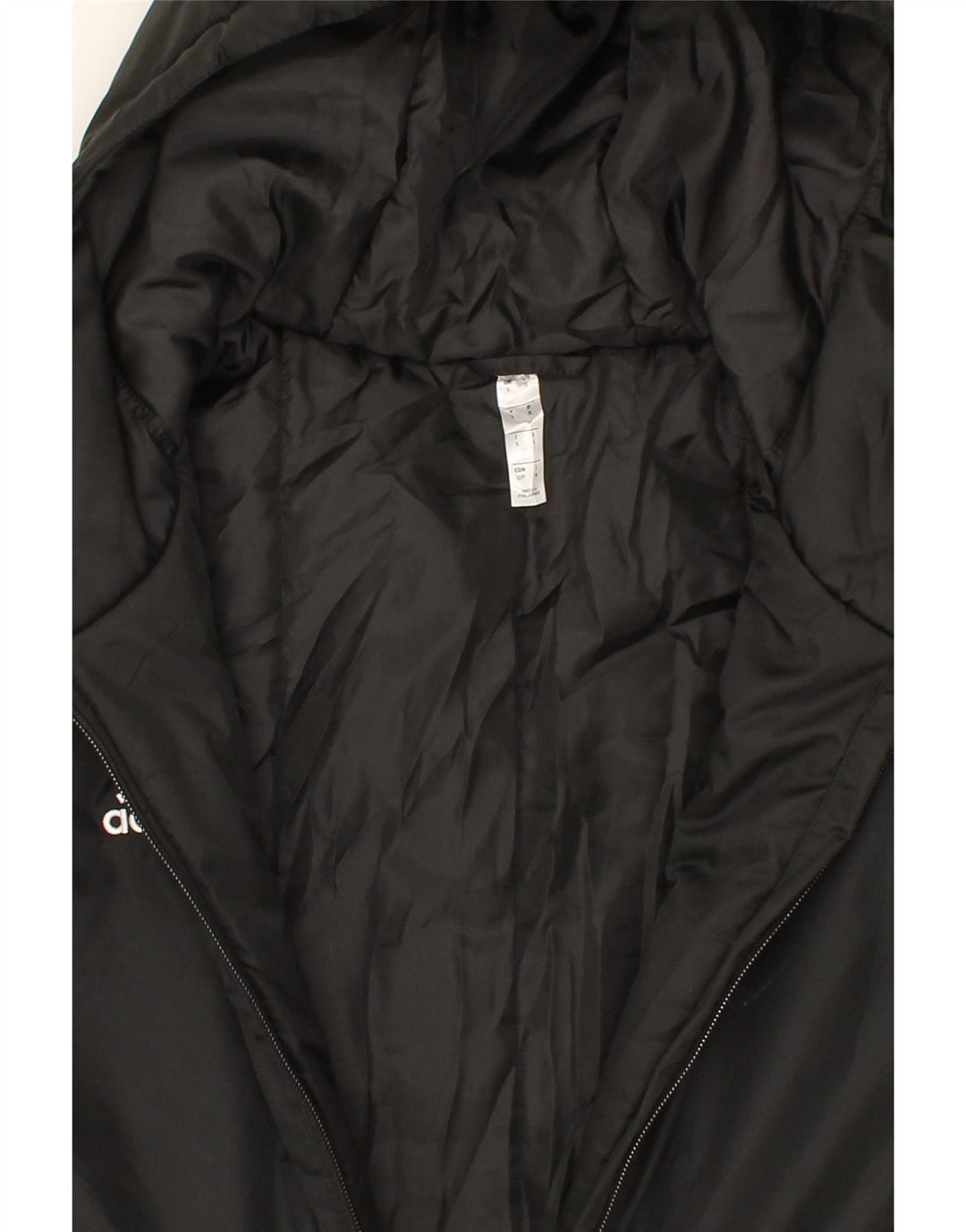 ADIDAS Mens Hooded Raincoat UK 36 Small Black Polyester Vintage Adidas and Second-Hand Adidas from Messina Hembry 